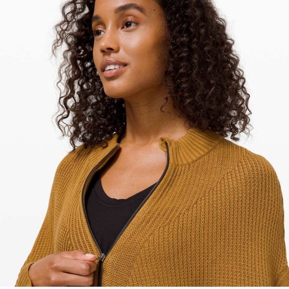 Like New Lululemon Softer knit Sweater Wrap, Gold, Size M/L - Picture 3 of 14